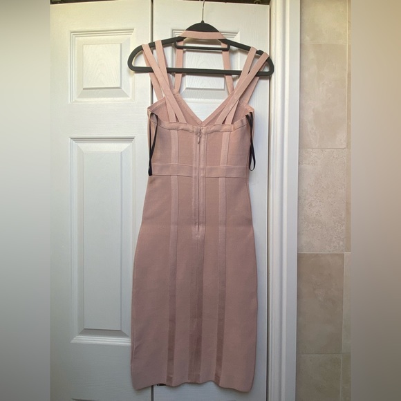 Bebe Pink Strap Midi Bandage Dress - Picture 4 of 9